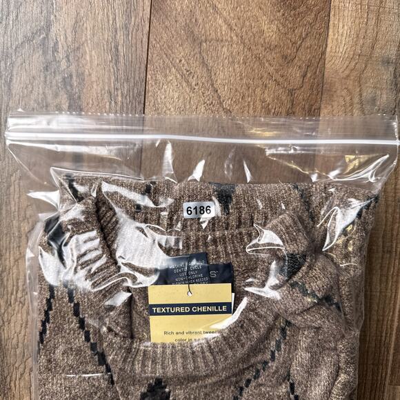 Dockers Sweater Men's‎ Medium Brown Geometric Grandpa Textured Chenille NWT 6186 - Picture 9 of 9